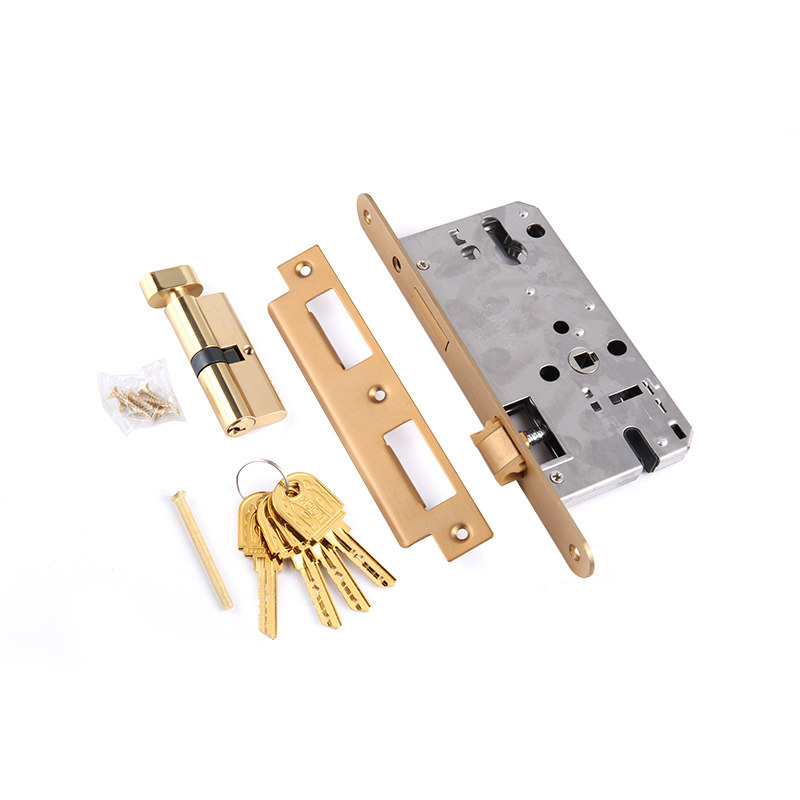 516-316 Pure copper 24K real gold light luxury door lock conjoined lock