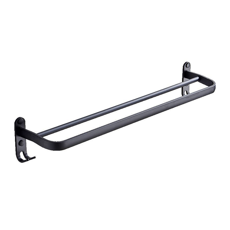 Modern style space aluminum double rod punch-free bathroom towel rack